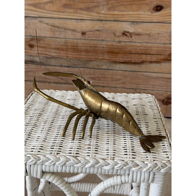 Vintage Hollywood Regency Coastal Brass Lobster/Crayfish Sculpture For Sale - Image 9 of 12