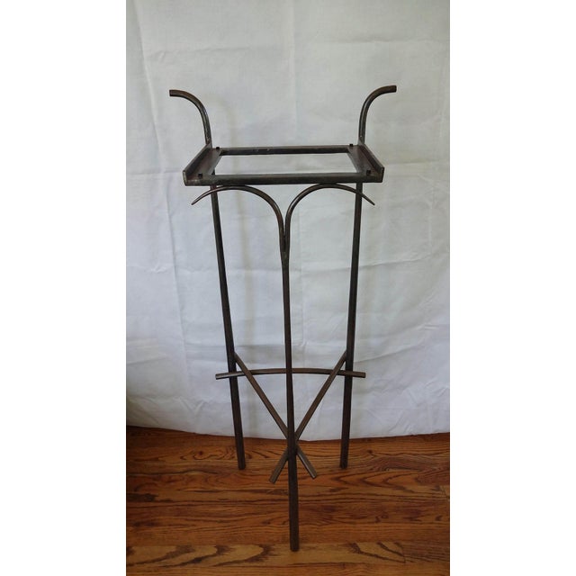 Late 20th Century Late 20th Century Unique Tall Hand Forged Iron Pedestal With Glass Top For Sale - Image 5 of 10