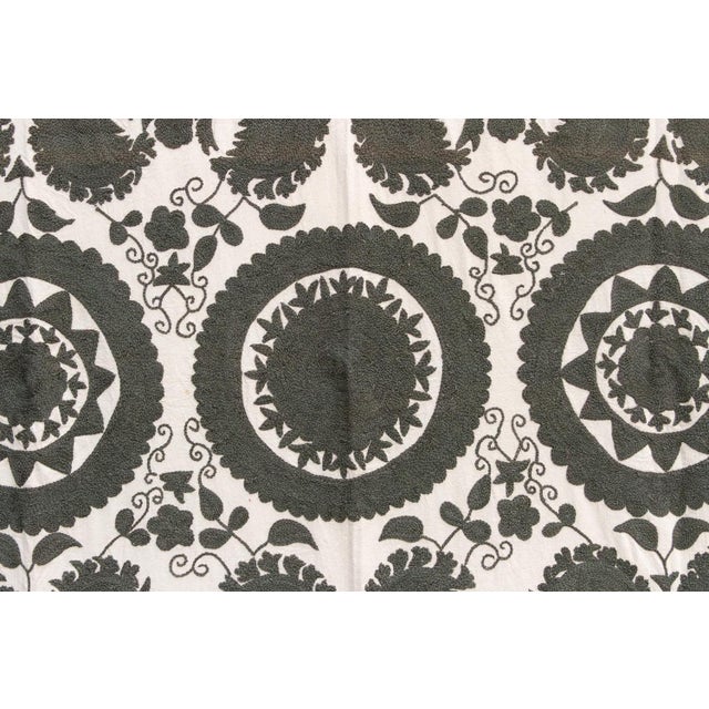 Stone Medallion Hand-Embroidered Suzani Throw For Sale - Image 4 of 8