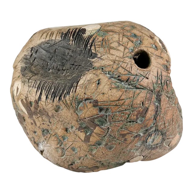 1970s Sculptural Art Pottery Abstract Green Sphere For Sale