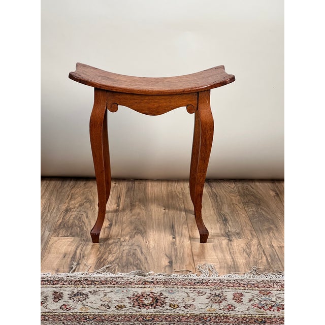 Antique Arts and Crafts Saddle Shaped Footstool C. 1900 For Sale - Image 4 of 7