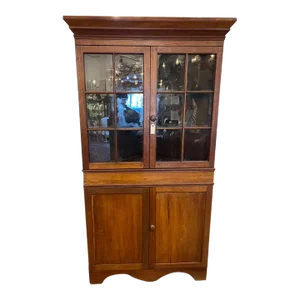 Antique 19th Century Early American Primitive Style Corner Cabinet.
