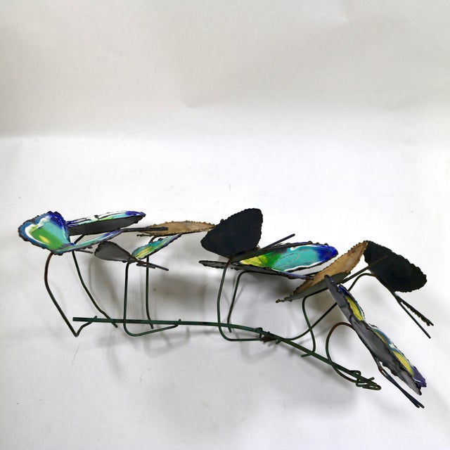 Signed 1968 Curtis Jeré Enameled Butterfly Swarm Wall Sculpture For Sale - Image 10 of 14