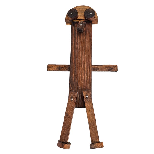 Handmade Outsider Folk Art Wood Plank Wall Figure, Rustic Primitive, 16.5-Inch For Sale In San Francisco - Image 6 of 8