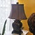 Asian Inspired Black & Brown Porcelain Medallion Table Lamp With Shade For Sale - Image 11 of 18
