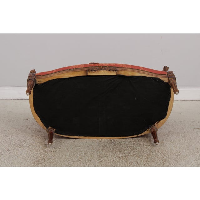 Vintage French Provincial Upholstered Love Seat Settee For Sale - Image 17 of 18