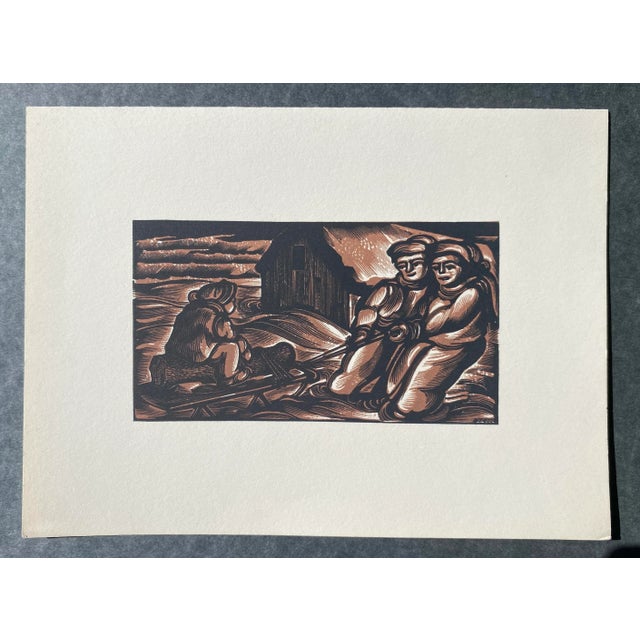 1950s John DePol Winter Wood Engraving For Sale - Image 4 of 4