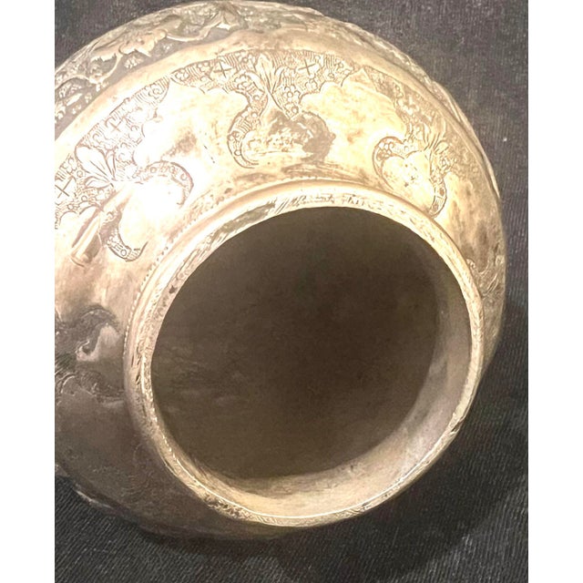 Late 19th Century Late 19th Persian Silver Vase 5” Decorated With Birds and Flowers. 6.58 Oz Troy. For Sale - Image 5 of 6