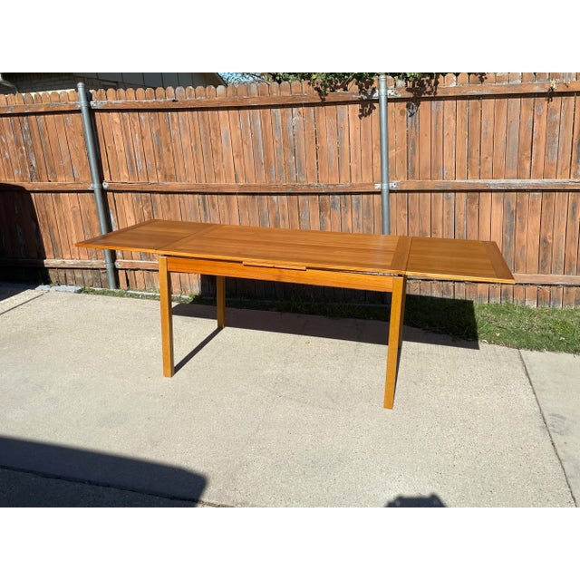 DUX Mid Century Modern Scandinavian Teak Extension Dining Table For Sale - Image 4 of 12