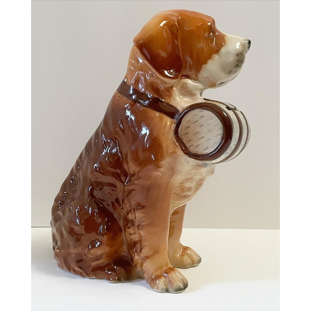 Figurative Large Vintage Ceramic and Glazed St. Bernard Dog Bank For Sale - Image 3 of 11