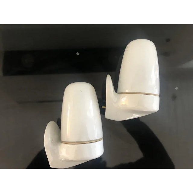 Mid-Century Modern Light Blue Ceramic Model 6077 Sconces by Wilhelm Wagenfeld for Lindner, 1950s, Set of 2 For Sale - Image 3 of 10