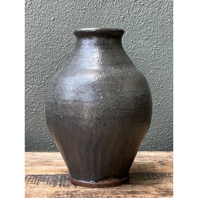 Vintage Handcrafted Stoneware Vase For Sale In West Palm - Image 6 of 16