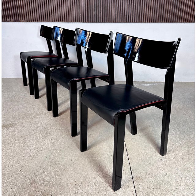 Tati Dining Chairs in High-Gloss Laquer with Reversible Leather Cushions by Ralf Lindberg for Gärsnäs, Sweden, 1990s, Set of 4 For Sale - Image 10 of 18