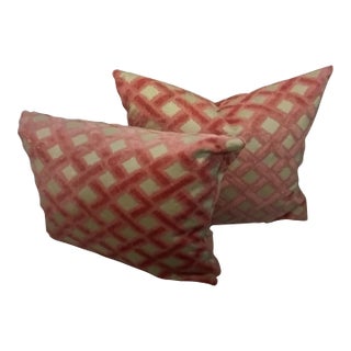 Clarence House Criss Cross Designer Pillows Set of 2 Velour Fabric For Sale