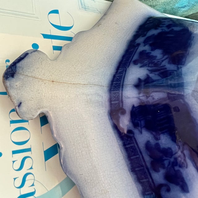 Antique Flow Blue Hexagon Rimmed Pedestal Bowl For Sale - Image 15 of 18