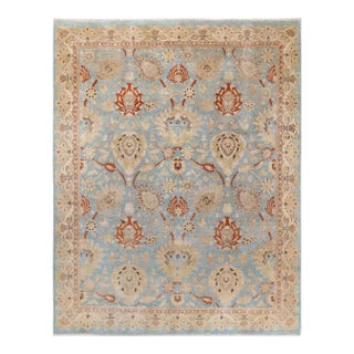 Eclectic, One-of-a-Kind Hand-Knotted Area Rug - Light Blue, 7' 10" x 9' 10" For Sale
