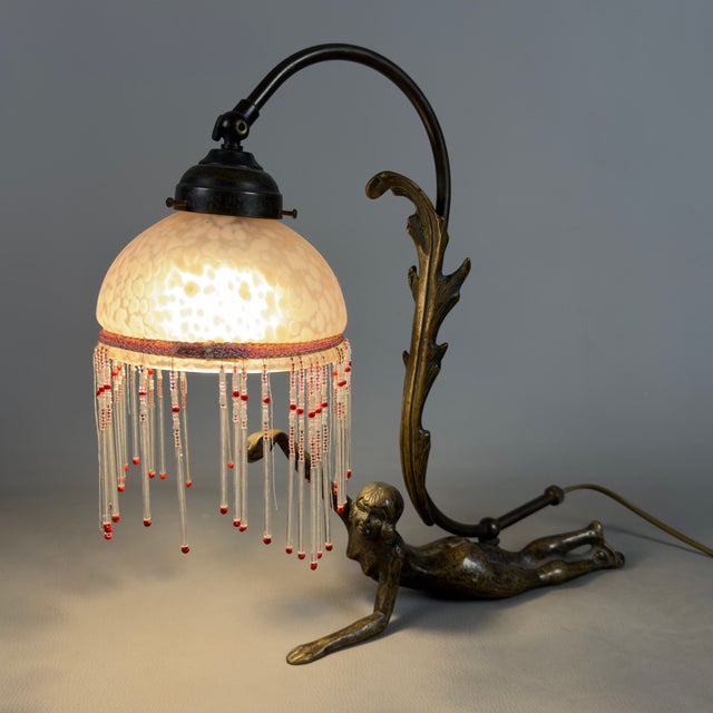 Antique Table Lamp in Pink Glass, 1900s For Sale - Image 6 of 11