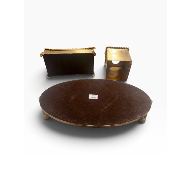 Late 20th Century Vintage Stylebuilt Hollywood Regency Gilt Tassel 3-Piece Bathroom Vanity Set For Sale - Image 5 of 15