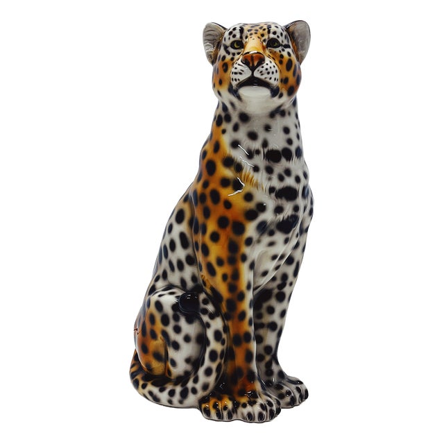 Leopard Statue in Ceramic by Ceramiche Boxer For Sale