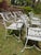 Hollywood Regency Set of 6 Vintage Cast Aluminum Outdoor Star and Dolphin Armchairs For Sale - Image 3 of 6