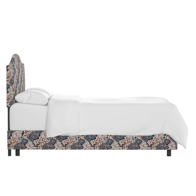 Transitional Ashland Bed in Navy Blush Loiret, Full For Sale - Image 3 of 6