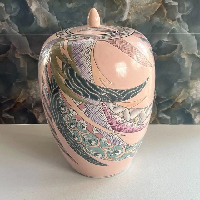 Pink Vintage Chinoiserie Porcelain Ginger Jar Pink Kaiser Style For Sale - Image 8 of 9
