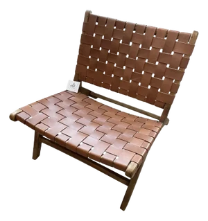 Elk Group International Modern Teak Woven Leather Chair