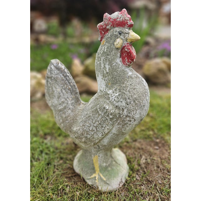 Mid 20th Century Concrete Rooster, Hen and Chicks Garden Ornaments - 5 Pieces For Sale - Image 9 of 12