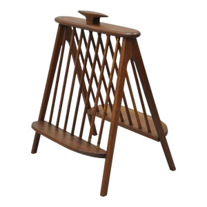 Arthur Umanoff Mid 20th Century Danish Modern Teak Wood Compass Book & Magazine Rack