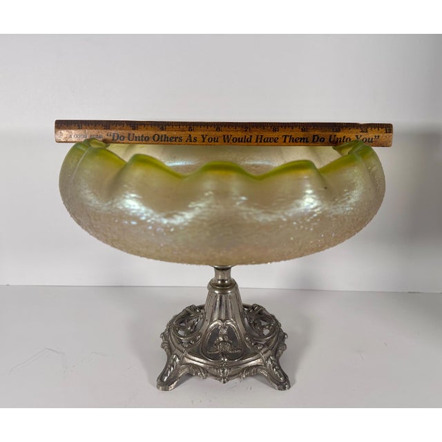 White Early 20th Century Loetz Art Glass Silverplate Mounted Compote Centerpiece For Sale - Image 8 of 10