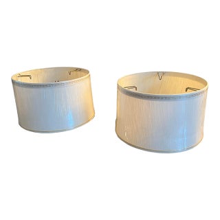 Vintage Mid Century Modern 1960s New Old Stock Pair Lamp Drum Shades Brass For Sale