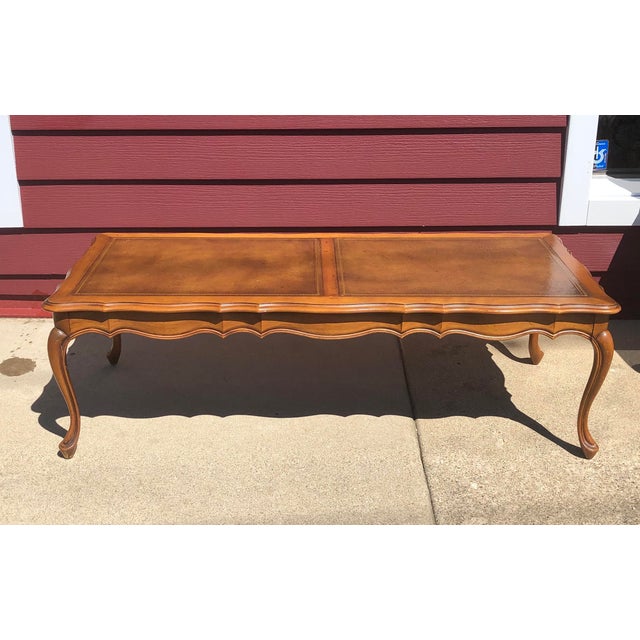 Vintage Hekman Leather Inlayed Coffee Table Chairish