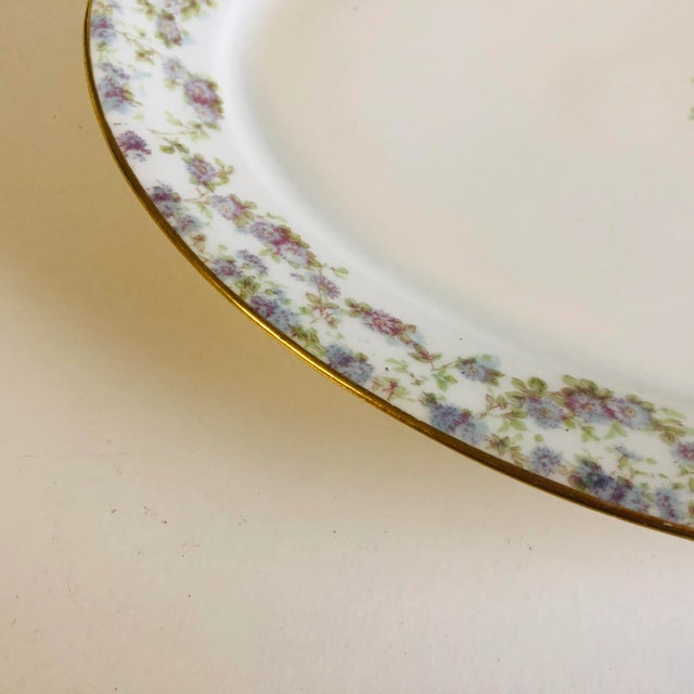 Vintage Floral Design (Rose Pattern) Fine Porcelain Serving Platter 13.5" L 9.5"W, Makers mark reads "GDA France CH..FEILD...