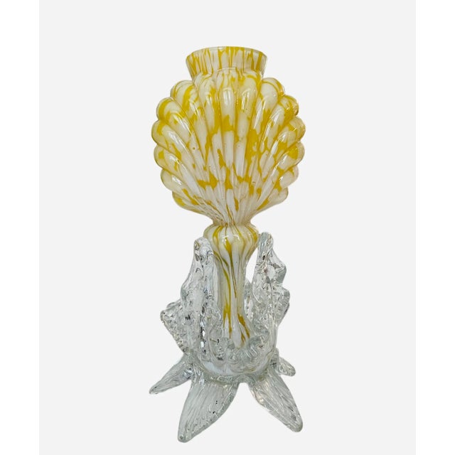 Glass Early 20th Century Bohemian Yellow and Clear Art Vase For Sale - Image 7 of 7