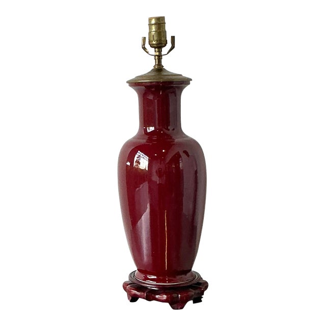 Vintage Oxblood Glazed Ceramic Lamp For Sale