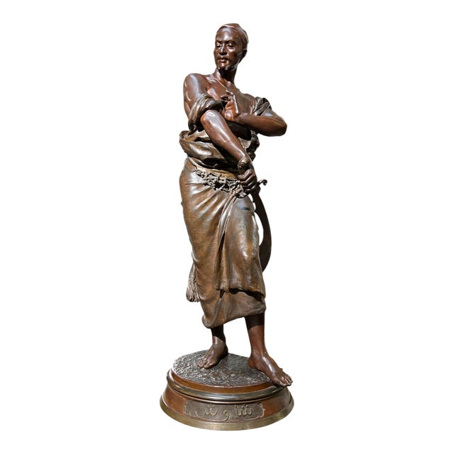 Georges-Charles Coudray Large Orientalist Egyptian Female Bronze Sculpture For Sale