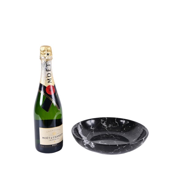 Mid-Century Italian Black Marble with White Grains Round Bowl, 1950s For Sale - Image 17 of 18