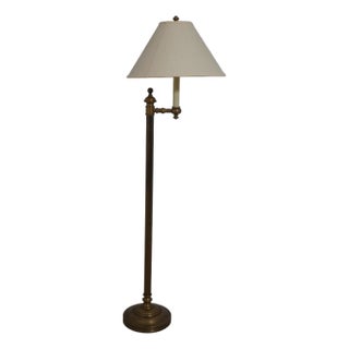 Visual Comfort Brass Neoclassical Floor Reading Lamp For Sale