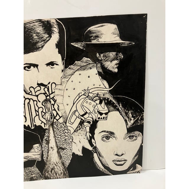 Vintage Original Ink Drawing by Evan Skladany For Sale - Image 4 of 7