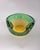 Sommerso Murano glass emptier with shades of green and amber yellow, Italian design, 1970s.