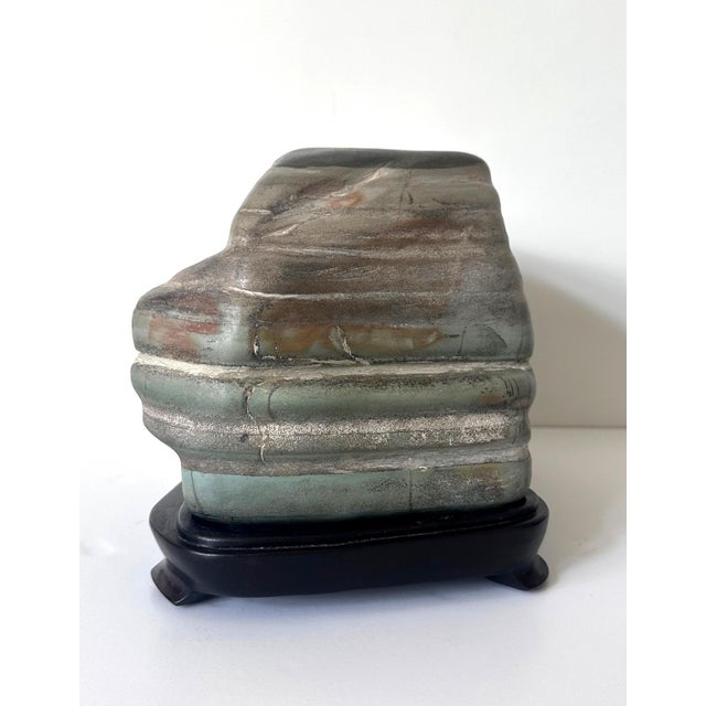 Chinese Scholar Stone Caitao Rock on Display Stand For Sale - Image 16 of 18