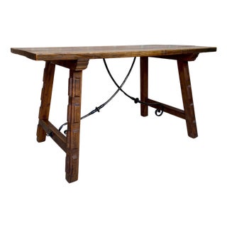 Antique Spanish Oak Work Table, 1800s For Sale
