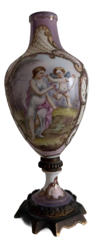 Late 19th Century Beautiful Small Sèvres-Style, Hand-Painted Porcelain Vase