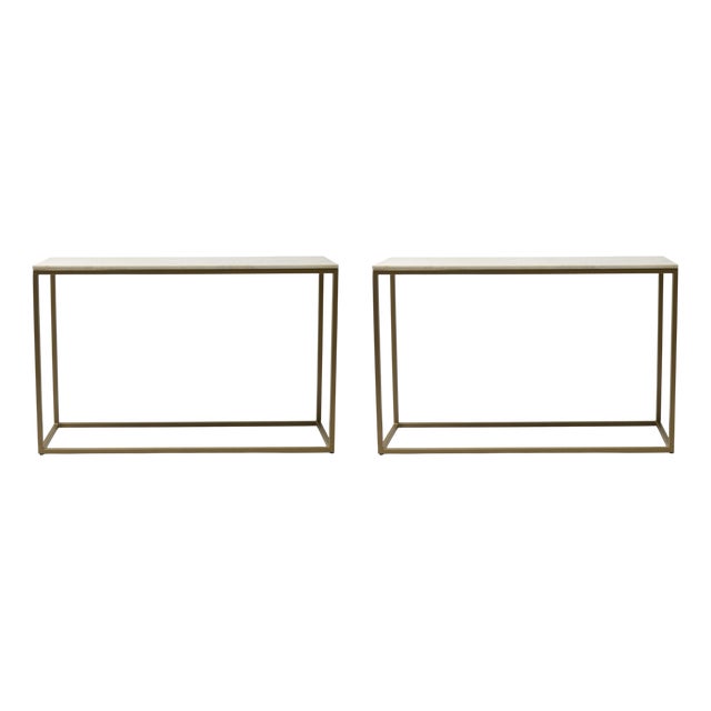 Metal Console with Marble Top For Sale