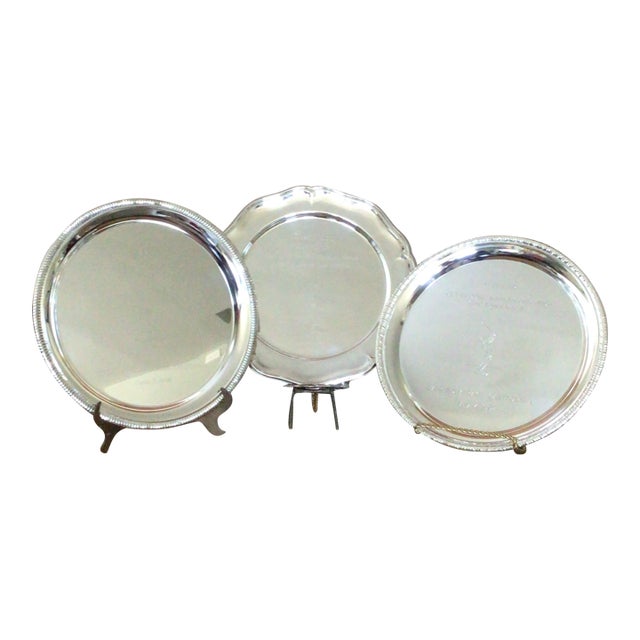 Vintage C L T a Golf Trophy Serving Platters From 1995, 1997, and 1998-Set of 3 For Sale