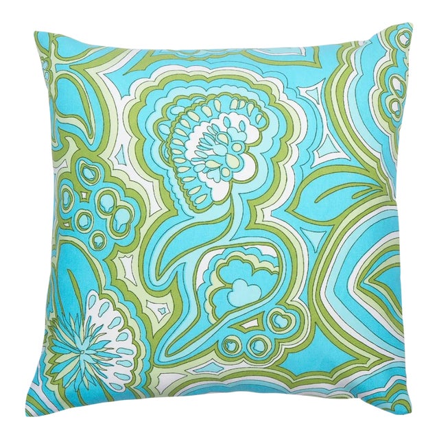 Schumacher x Trina Turk Morning Sunrise Indoor/Outdoor Pillow 16" in Fern For Sale