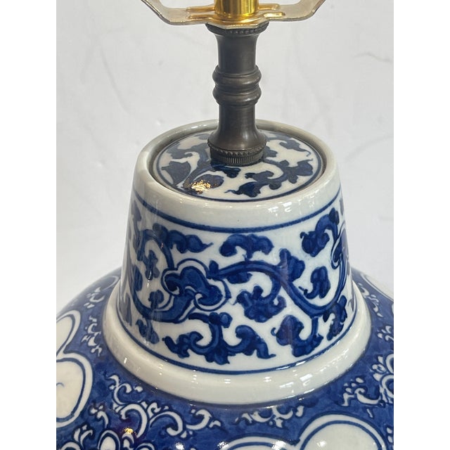 Antique Blue & White Chinese Porcelain Lamps, Hong Kong - a Pair For Sale - Image 9 of 17