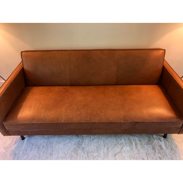 Modern West Elm Axel Full Leather Futon Chairish