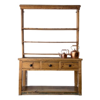 Antique Pine Georgian Pot Board With Plate Rack For Sale
