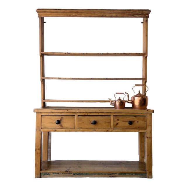 Antique Pine Georgian Pot Board With Plate Rack For Sale